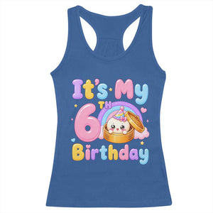 Its My 6th Birthday Kawaii Glitter Dumpling Graphic Racerback Tank Top Cute 6 Years Old Rainbow Bday Girl Party