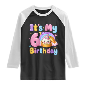 Its My 6th Birthday Kawaii Glitter Dumpling Graphic Raglan Shirt Cute 6 Years Old Rainbow Bday Girl Party