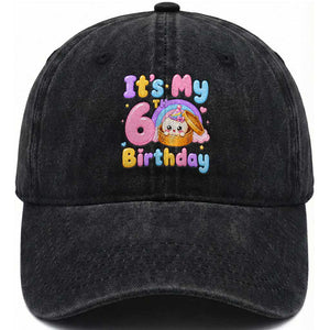 Its My 6th Birthday Kawaii Glitter Dumpling Graphic Washed Cotton Baseball Cap Cute 6 Years Old Rainbow Bday Girl Party