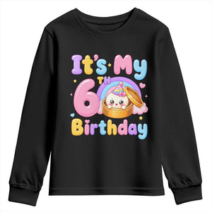Its My 6th Birthday Kawaii Glitter Dumpling Graphic Youth Sweatshirt Cute 6 Years Old Rainbow Bday Girl Party