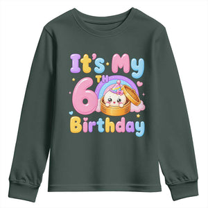 Its My 6th Birthday Kawaii Glitter Dumpling Graphic Youth Sweatshirt Cute 6 Years Old Rainbow Bday Girl Party