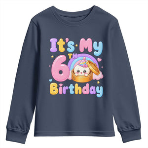 Its My 6th Birthday Kawaii Glitter Dumpling Graphic Youth Sweatshirt Cute 6 Years Old Rainbow Bday Girl Party