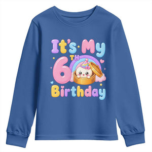 Its My 6th Birthday Kawaii Glitter Dumpling Graphic Youth Sweatshirt Cute 6 Years Old Rainbow Bday Girl Party