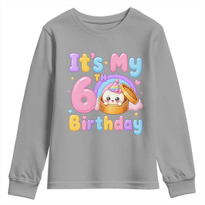 Its My 6th Birthday Kawaii Glitter Dumpling Graphic Youth Sweatshirt Cute 6 Years Old Rainbow Bday Girl Party