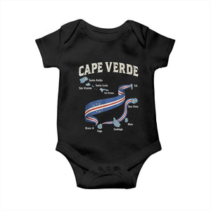 Cape Verde Islands Map National Flag Baby Onesie Cabo Verde Archipelago Geography Pride TS02 Black Print Your Wear
