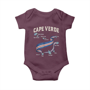 Cape Verde Islands Map National Flag Baby Onesie Cabo Verde Archipelago Geography Pride TS02 Maroon Print Your Wear
