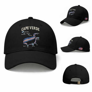 Cape Verde Islands Map National Flag Baseball Cap Cabo Verde Archipelago Geography Pride TS02 Baseball Cap Universal Fit Black Print Your Wear