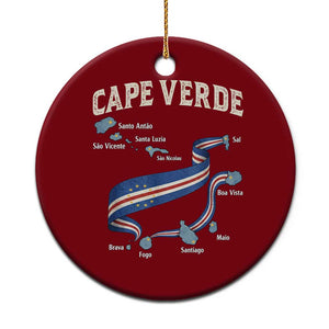 Cape Verde Islands Map National Flag Ceramic Ornament Cabo Verde Archipelago Geography Pride TS02 1pc Red Print Your Wear