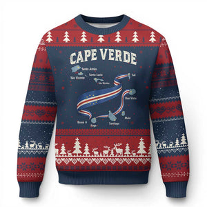 Cape Verde Islands Map National Flag Ugly Christmas Sweater Cabo Verde Archipelago Geography Pride TS02 Navy Red Print Your Wear