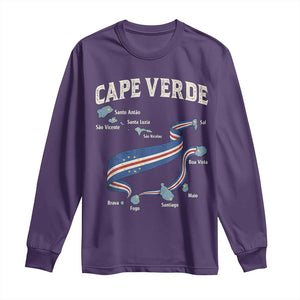 Cape Verde Islands Map National Flag Long Sleeve Shirt Cabo Verde Archipelago Geography Pride TS02 Purple Print Your Wear