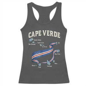 Cape Verde Islands Map National Flag Racerback Tank Top Cabo Verde Archipelago Geography Pride TS02 Dark Heather Print Your Wear