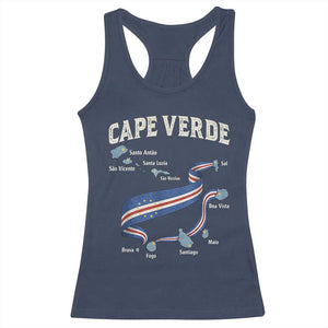 Cape Verde Islands Map National Flag Racerback Tank Top Cabo Verde Archipelago Geography Pride TS02 Navy Print Your Wear