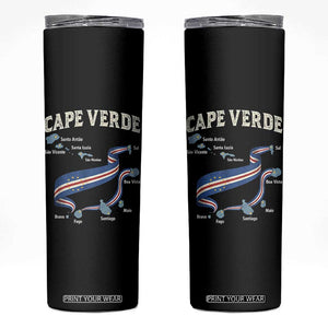 Cape Verde Islands Map National Flag Skinny Tumbler Cabo Verde Archipelago Geography Pride TS02 Black Print Your Wear