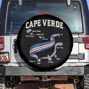Cape Verde Islands Map National Flag Spare Tire Cover Cabo Verde Archipelago Geography Pride TS02 No hole Black Print Your Wear