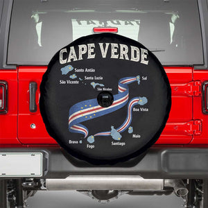 Cape Verde Islands Map National Flag Spare Tire Cover Cabo Verde Archipelago Geography Pride TS02 Black Print Your Wear