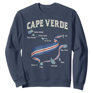 Cape Verde Islands Map National Flag Sweatshirt Cabo Verde Archipelago Geography Pride TS02 Navy Print Your Wear