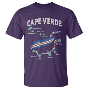 Cape Verde Islands Map National Flag T Shirt Cabo Verde Archipelago Geography Pride TS02 Purple Print Your Wear