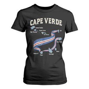 Cape Verde Islands Map National Flag T Shirt For Women Cabo Verde Archipelago Geography Pride TS02 Black Print Your Wear