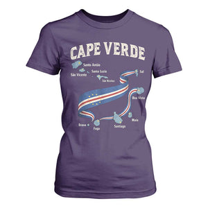 Cape Verde Islands Map National Flag T Shirt For Women Cabo Verde Archipelago Geography Pride TS02 Purple Print Your Wear