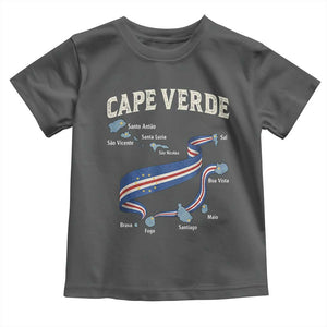 Cape Verde Islands Map National Flag Toddler T Shirt Cabo Verde Archipelago Geography Pride TS02 Dark Heather Print Your Wear