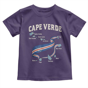 Cape Verde Islands Map National Flag Toddler T Shirt Cabo Verde Archipelago Geography Pride TS02 Purple Print Your Wear