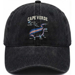 Cape Verde Islands Map National Flag Washed Cotton Baseball Cap Cabo Verde Archipelago Geography Pride TS02 Print Your Wear