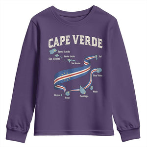 Cape Verde Islands Map National Flag Youth Sweatshirt Cabo Verde Archipelago Geography Pride TS02 Purple Print Your Wear