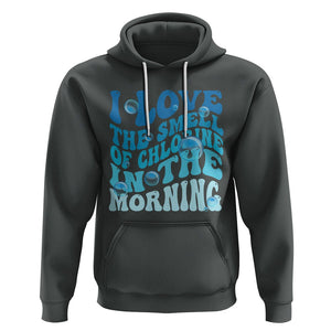 Funny Swimming Hoodie I Love The Smell Of Chlorine In The Morning Groovy TS02 Dark Heather Printyourwear