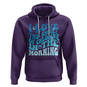 Funny Swimming Hoodie I Love The Smell Of Chlorine In The Morning Groovy TS02 Purple Printyourwear