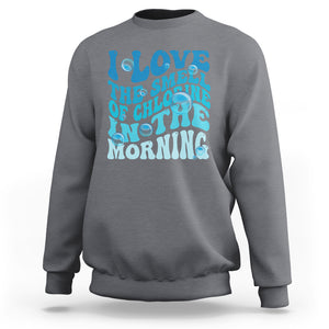Funny Swimming Sweatshirt I Love The Smell Of Chlorine In The Morning Groovy TS02 Charcoal Printyourwear