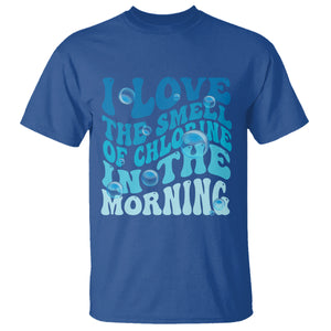 Funny Swimming T Shirt I Love The Smell Of Chlorine In The Morning Groovy TS02 Royal Blue Printyourwear