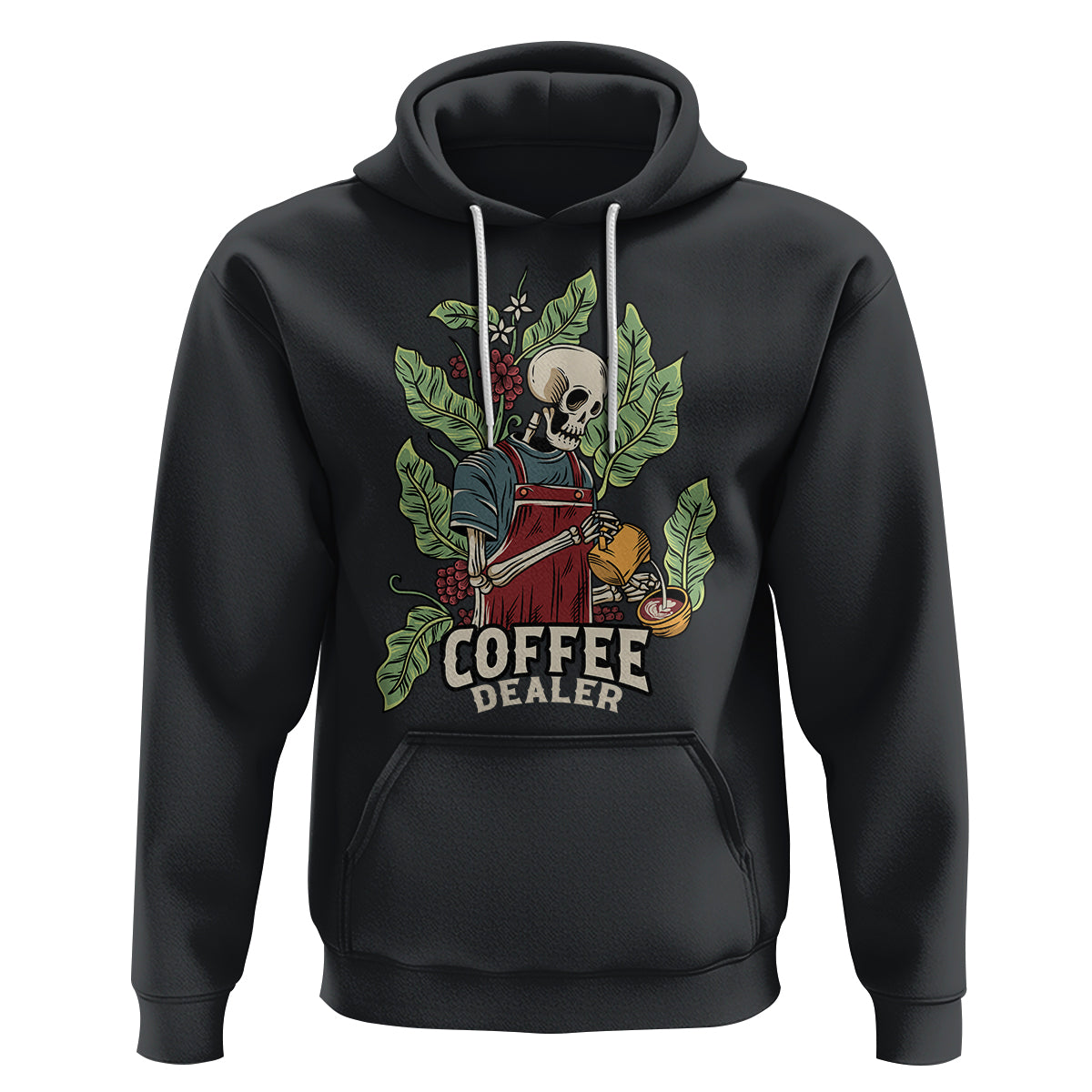 Skeleton Barista Hoodie Coffee Dealer Latte Lover TS02 Black Printyourwear