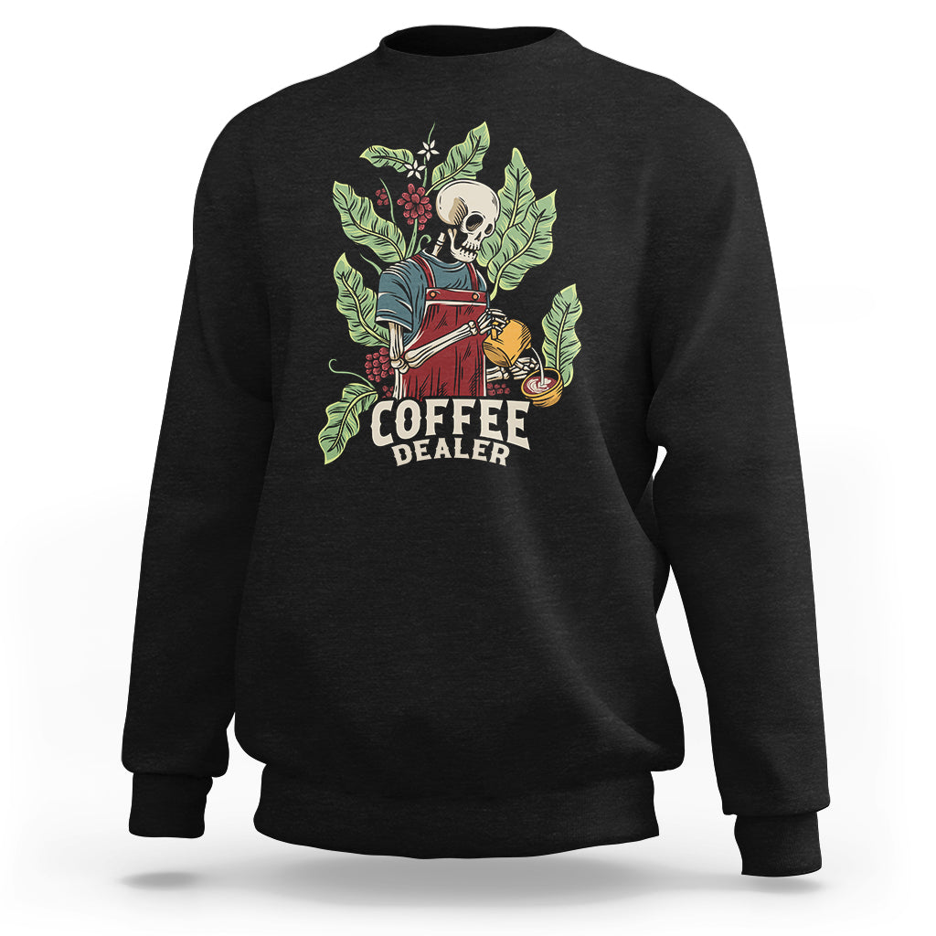 Skeleton Barista Sweatshirt Coffee Dealer Latte Lover TS02 Black Printyourwear
