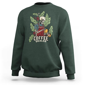 Skeleton Barista Sweatshirt Coffee Dealer Latte Lover TS02 Dark Forest Green Printyourwear