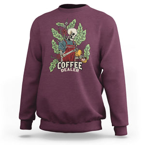 Skeleton Barista Sweatshirt Coffee Dealer Latte Lover TS02 Maroon Printyourwear