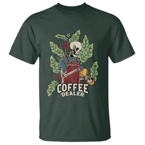 Skeleton Barista T Shirt Coffee Dealer Latte Lover TS02 Dark Forest Green Printyourwear