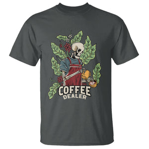 Skeleton Barista T Shirt Coffee Dealer Latte Lover TS02 Dark Heather Printyourwear