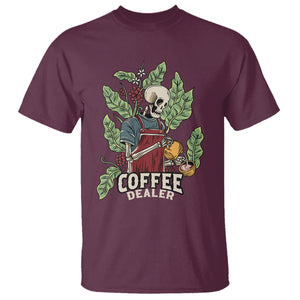 Skeleton Barista T Shirt Coffee Dealer Latte Lover TS02 Maroon Printyourwear