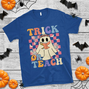 Trick or Teach Retro Floral Ghost Funny Halloween Teacher T Shirt TS02 Printyourwear