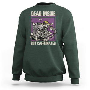 Dead Inside But Caffeinated Skeleton Halloween Costume Sweatshirt TS02 Printyourwear
