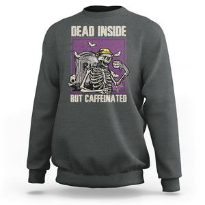Dead Inside But Caffeinated Skeleton Halloween Costume Sweatshirt TS02 Printyourwear