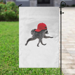 Funny Jimothy Raccoon Wearing Red Cap Graphic Garden Flag Viral Seattle Trash Panda Feral Legend