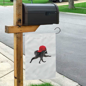 Funny Jimothy Raccoon Wearing Red Cap Graphic Garden Flag Viral Seattle Trash Panda Feral Legend