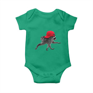 Funny Jimothy Raccoon Wearing Red Cap Graphic Baby Onesie Viral Seattle Trash Panda Feral Legend