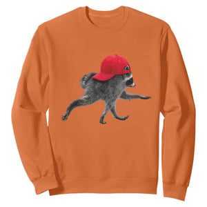 Funny Jimothy Raccoon Wearing Red Cap Graphic Sweatshirt Viral Seattle Trash Panda Feral Legend