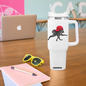 Funny Jimothy Raccoon Wearing Red Cap Graphic Tumbler With Handle Viral Seattle Trash Panda Feral Legend