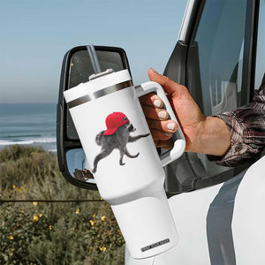 Funny Jimothy Raccoon Wearing Red Cap Graphic Tumbler With Handle Viral Seattle Trash Panda Feral Legend