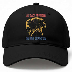 Funny Jimothy Meme Back Pain Humor Baseball Cap My Back Problems Do Not Define Me Viral Seattle Raccoon