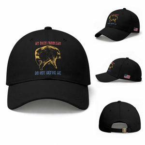 Funny Jimothy Meme Back Pain Humor Baseball Cap My Back Problems Do Not Define Me Viral Seattle Raccoon