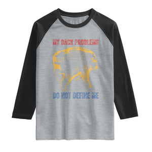 Funny Jimothy Meme Back Pain Humor Raglan Shirt My Back Problems Do Not Define Me Viral Seattle Raccoon